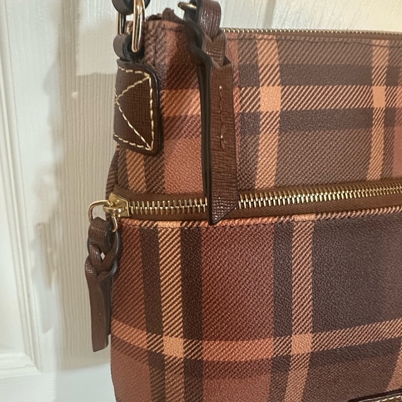 Dooney & Bourke Brown Tartan Plaid Crossbody Bag Purse - Picture 9 of 9